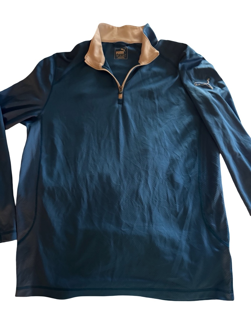 Puma Quarter-Zip Pullover in Teal with white Collar